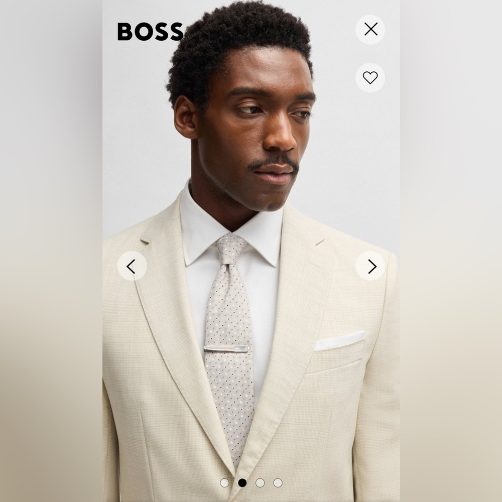 Hugo Boss Men's Cream Tie 100% silk blend Business Formal Luxury